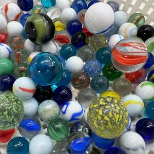 #1 Vintage Marbles Over 100 ESTATE FIND Shooters Iridescent Superman Confetti